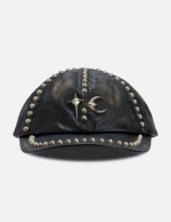 Studded Washed Leather Cap Placeholder Image