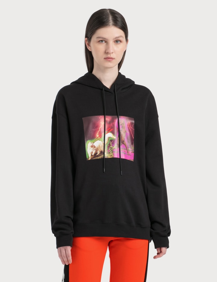 Dinosaur And Cat Graphic Print Hoodie Placeholder Image