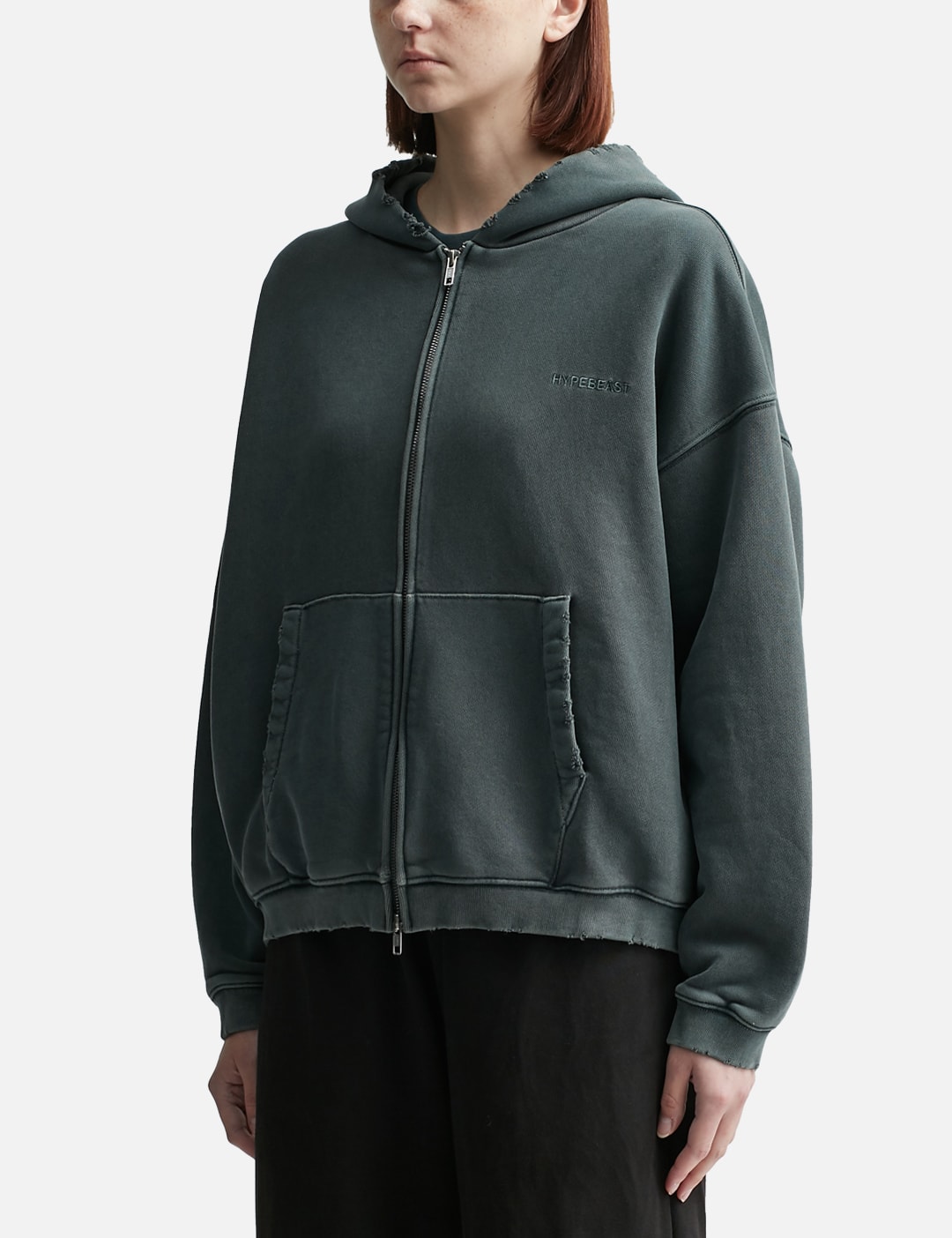 GARMENT DYED LOGO ZIP-UP HOODIE view 8