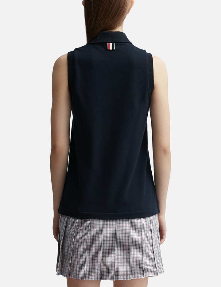 Shop Thom Browne Polo Mini Dress With Pleated Skirt In Blue