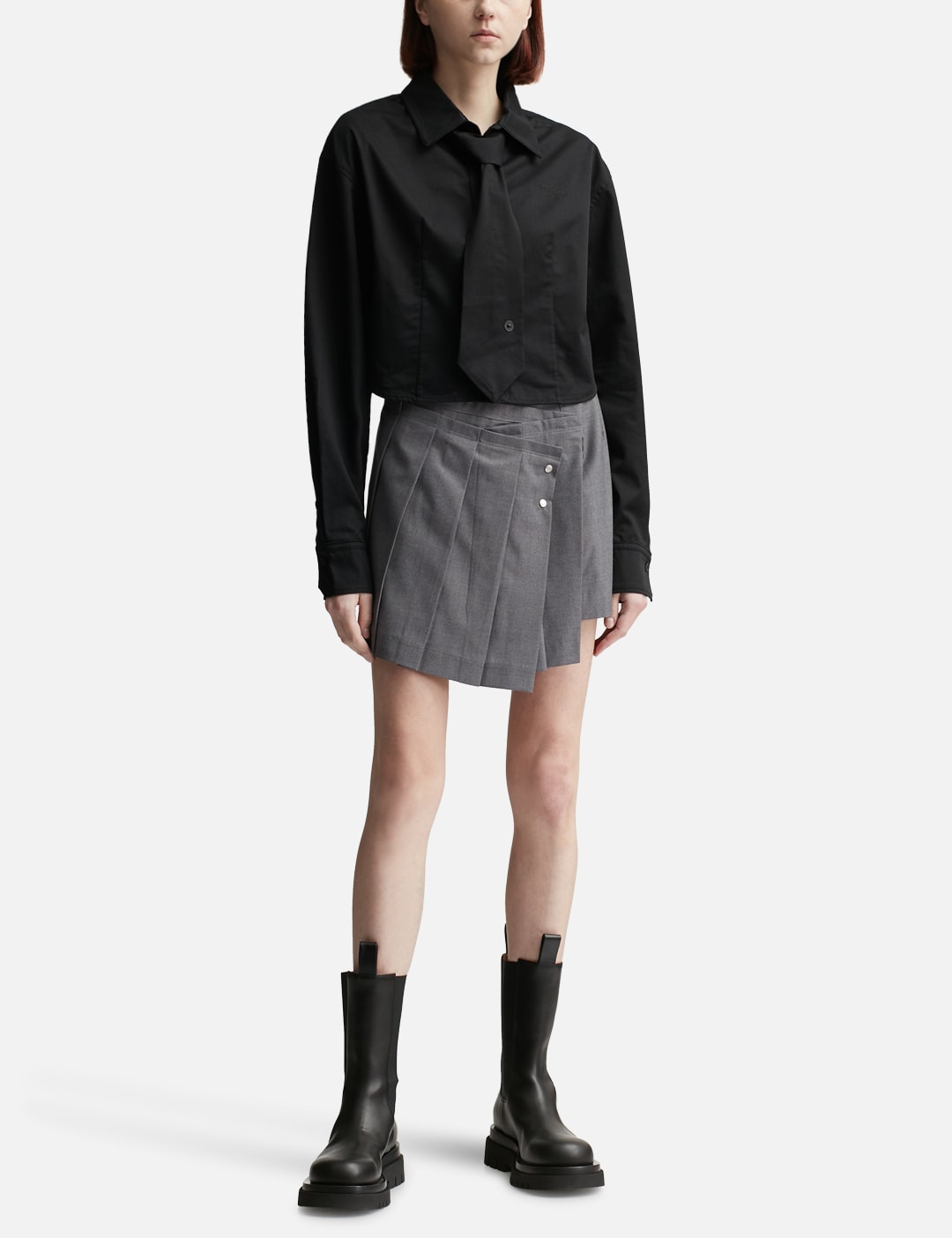 Fold-Detail Pleats Mini Skirt view 12