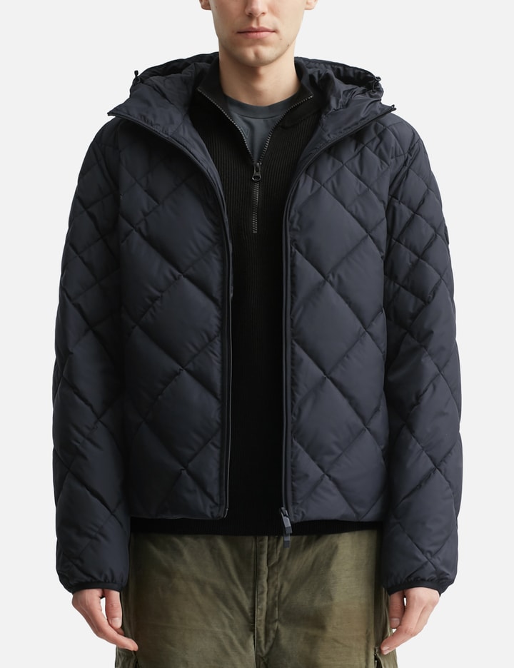 Moncler Merak Geometric-Quilted Hooded Short Down Jacket