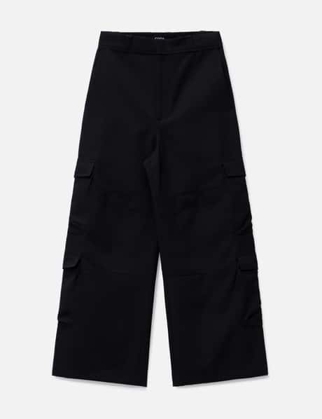 CODA Black Heavy Weight Wool Poly Flared Cut Cargo Pants