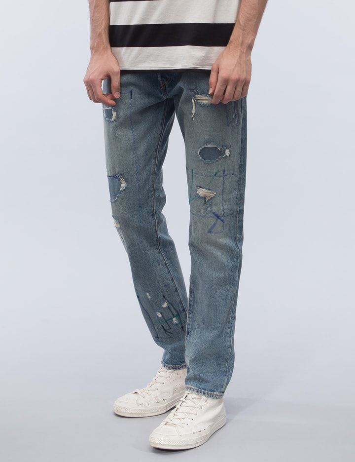 Woodie Destruction 501 Customized Tapered Jeans Placeholder Image