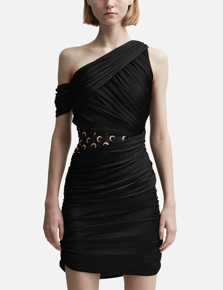 Shop Marine Serre Jersey Body Shelter Draped Dress In Black