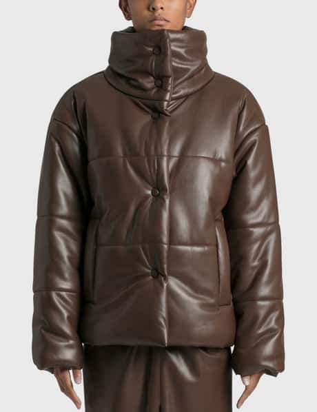 Fashion Nanushka Puffer Jacket Brown Nanushka Hide Puffer Jacket