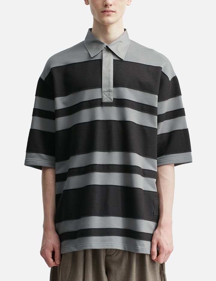 Grey Cotton Ami De Coeur Stiped Polo Placeholder Image