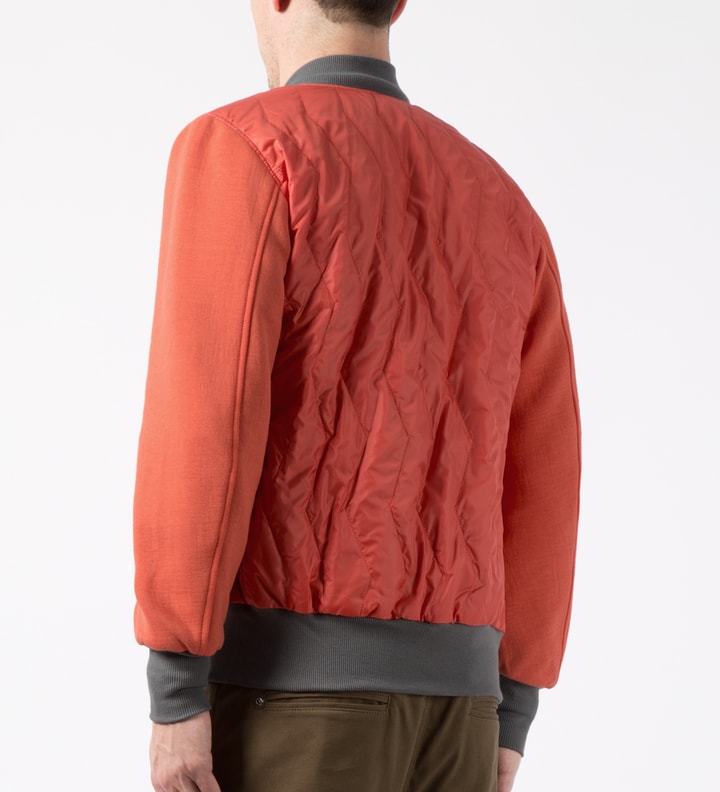 Orange Zip Front Quilted Bomber Jacket Placeholder Image