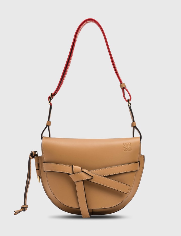 Gate Small Leather And Jacquard Shoulder Bag in Brown - Loewe