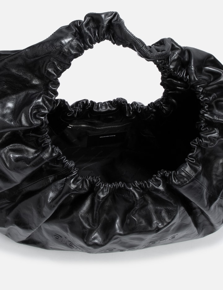 Shop Alexander Wang Crescent Large Crackle Leather Shoulder Bag In Black