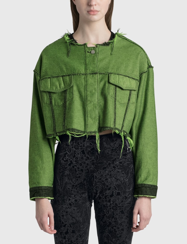 Perverze Inside-out Denim Jacket In Green | ModeSens 