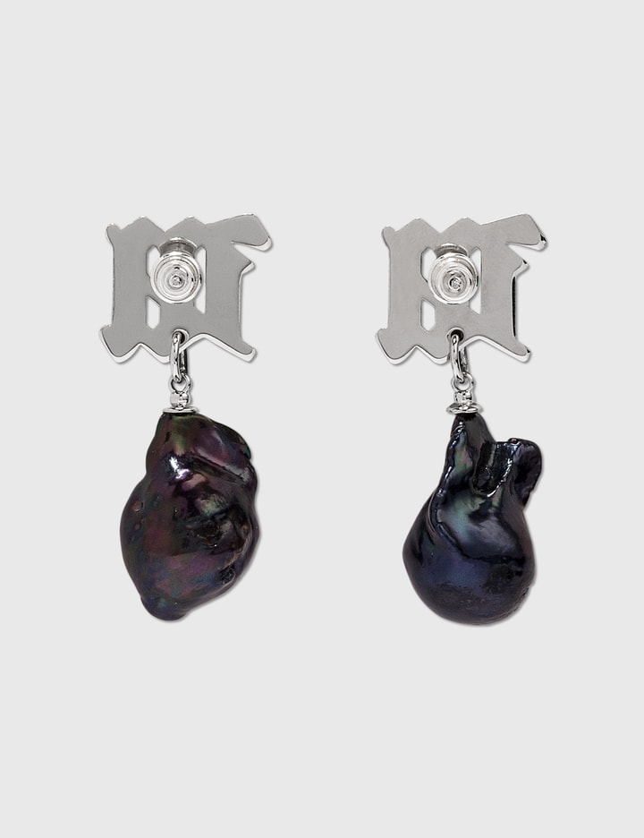 Crystal Monogram Baroque Pearl Navy Earrings Placeholder Image