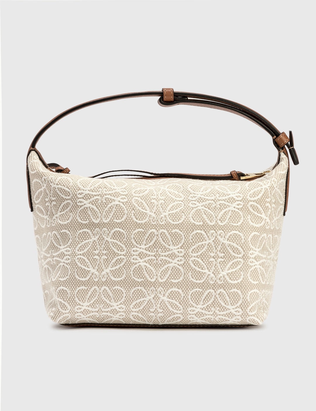 Cubi Anagram small leather-trimmed logo-jacquard tote