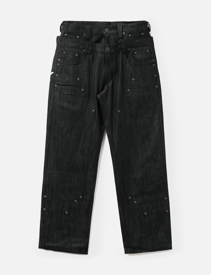 "Gideon" Double-Layered Workpants In Japanese Raw Black Denim