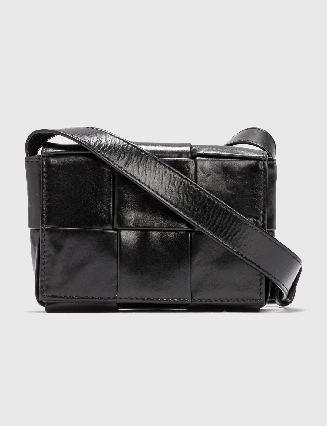 Shop Bottega Veneta The Shiny Cassette Leather Crossbody Bag