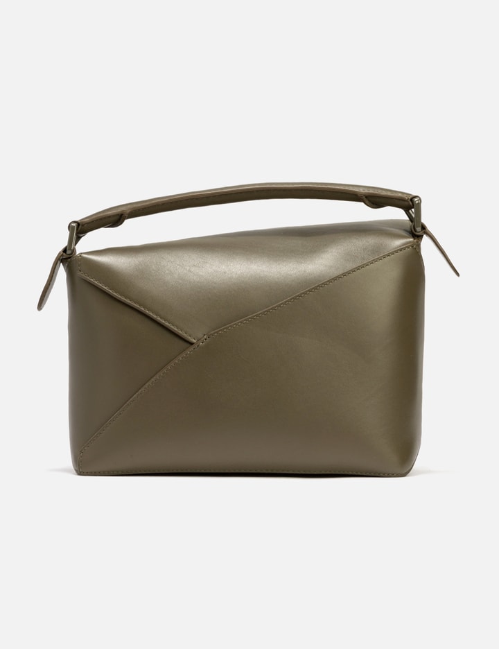 Puzzle Edge Small Leather Shoulder Bag in Green - Loewe
