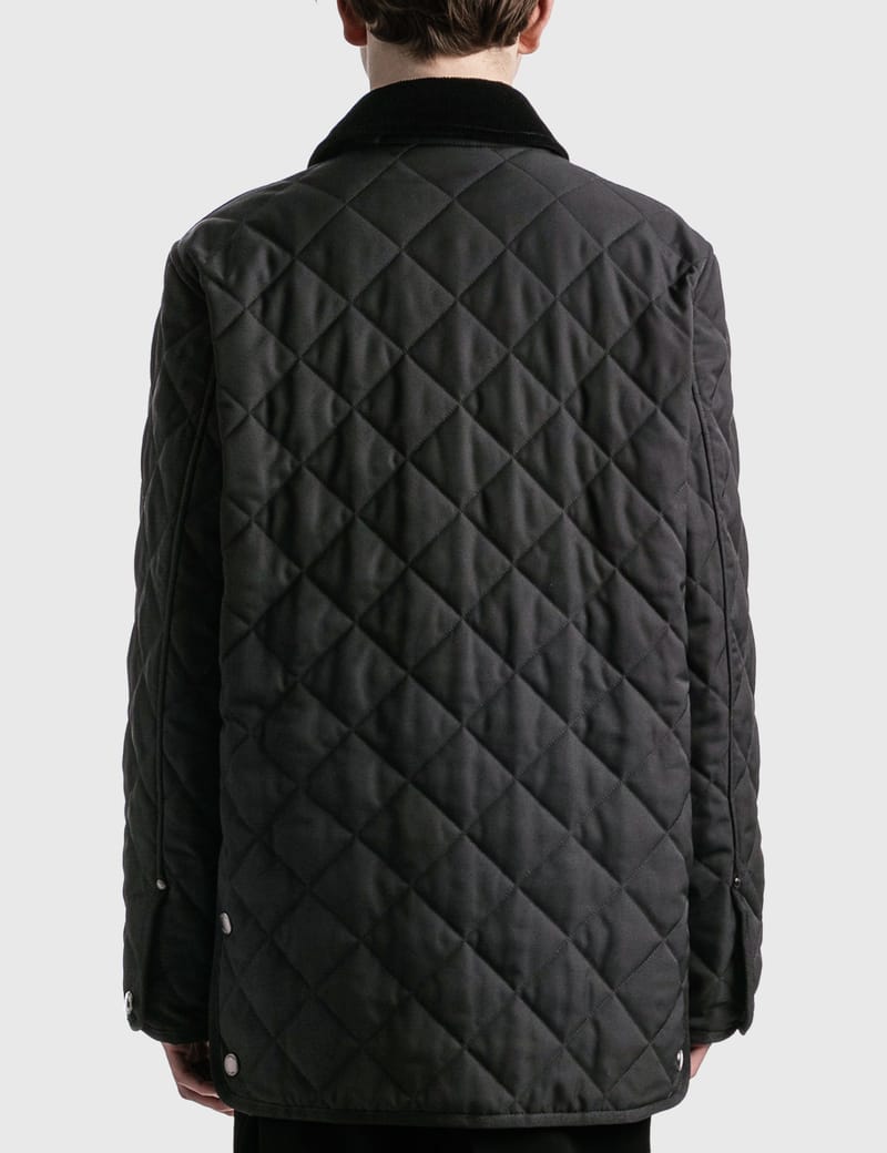 corduroy collar diamond quilted barn jacket