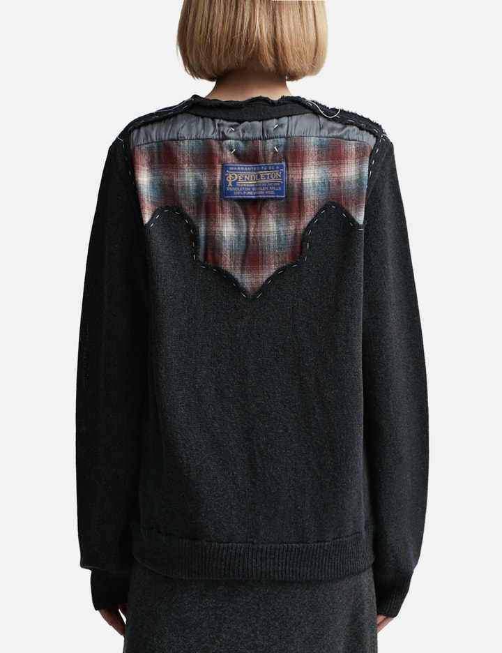 Shop Maison Margiela Pendleton Wool Panel Cardigan In Grey