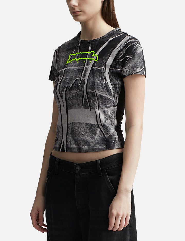 Shop Diesel T-uncutie-long-n5 T-shirt With Creased Print In Multicolor