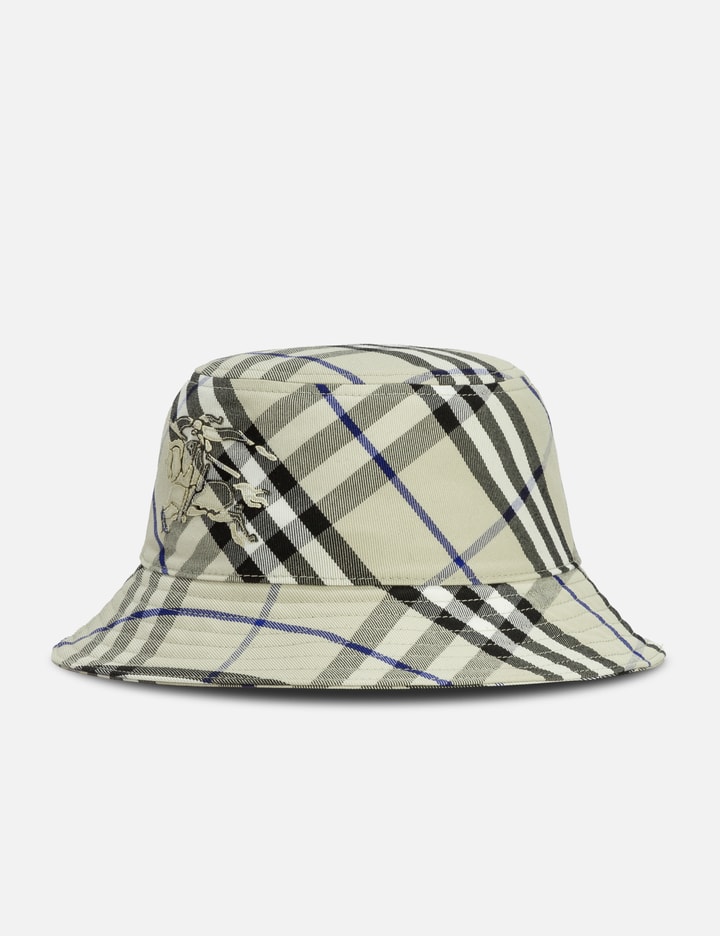 Burberry Check Cotton Blend Bucket Hat In Blue