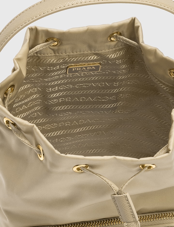 Prada Duet Re-Nylon Bucket Bag, Women, Desert Beige