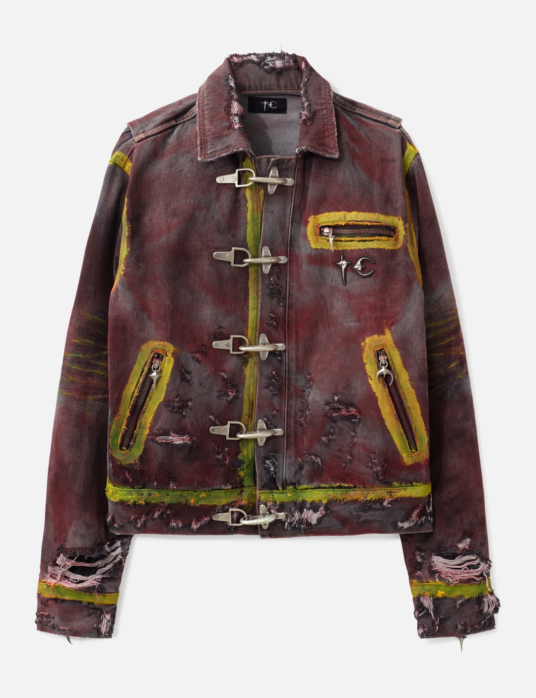 Red Washed Painted Line Jacket