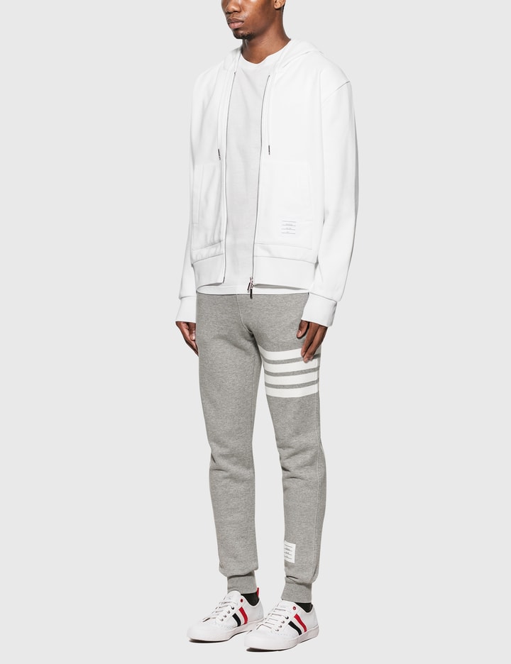 Thom Browne Tricolor Stripe Band Zip Hoodie