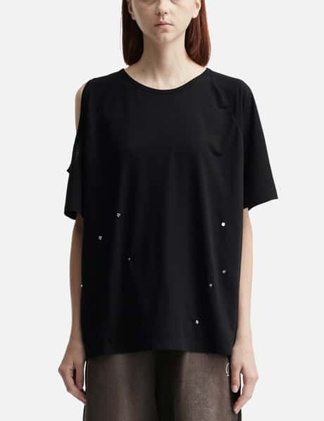 DEINET Deinet One-Slit Snap T-Shirts In Black