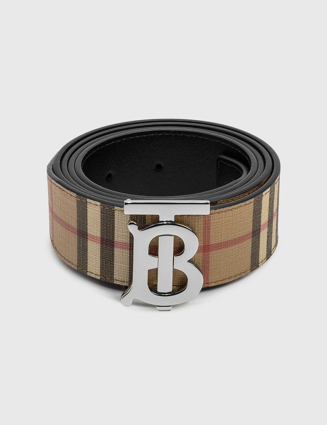 Burberry Monogram Hand-Painted Vintage Check E-Canvas Leather Belt