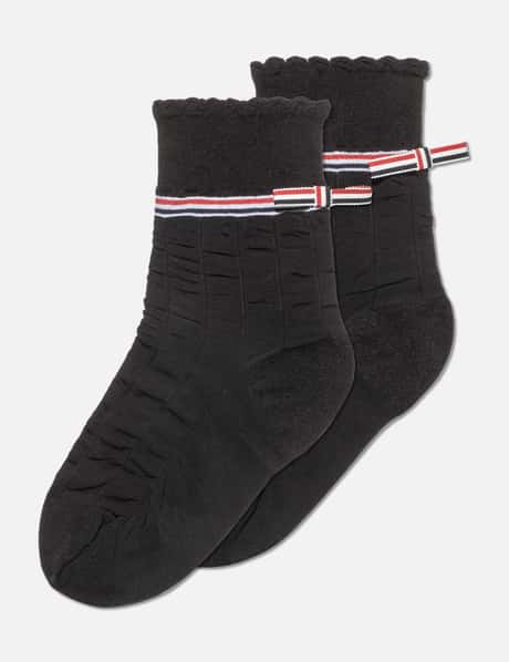 Thom Browne 30 Denier Ankle Length Socks in Polyester With RWB Stripe