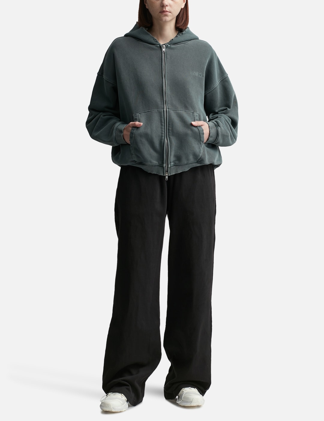 GARMENT DYED LOGO ZIP-UP HOODIE view 12