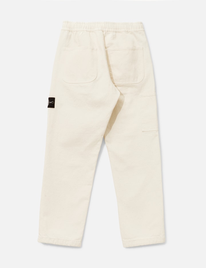 Stone Island Natural Cotton Gabardine Raw Beauty Chino Trousers In White
