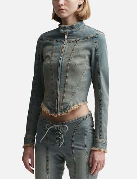 Misbhv Sunset Wash Denim Jacket With Studs BLUE HBX