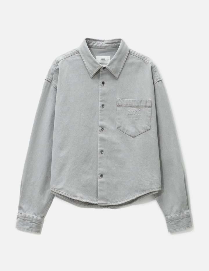 Shop Ami Alexandre Mattiussi Ami Denim Shirt In Grey