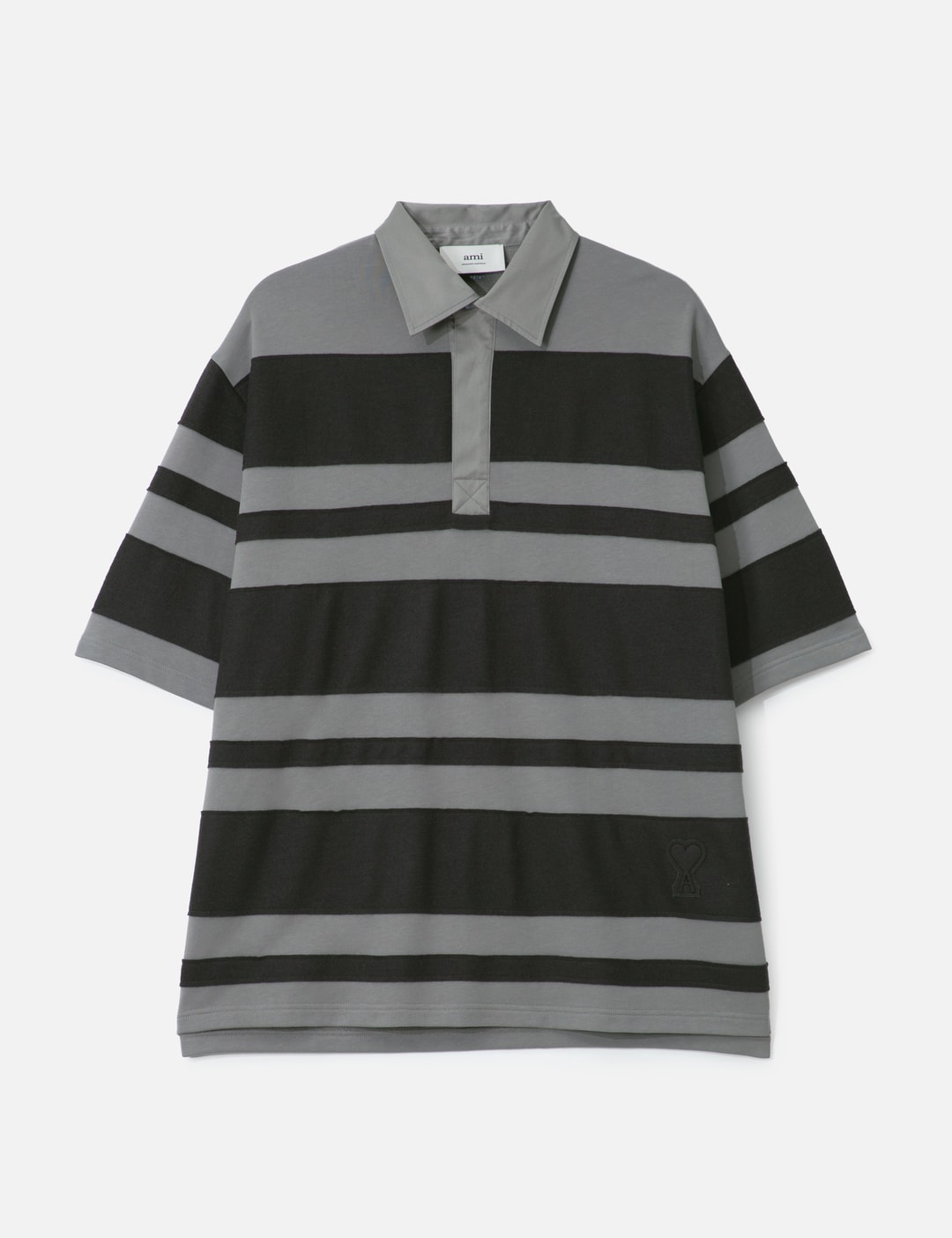 Grey Cotton Ami De Coeur Stiped Polo view 7