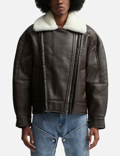 Y/PROJECT - HOOK AND EYE SHEARLING JACKET