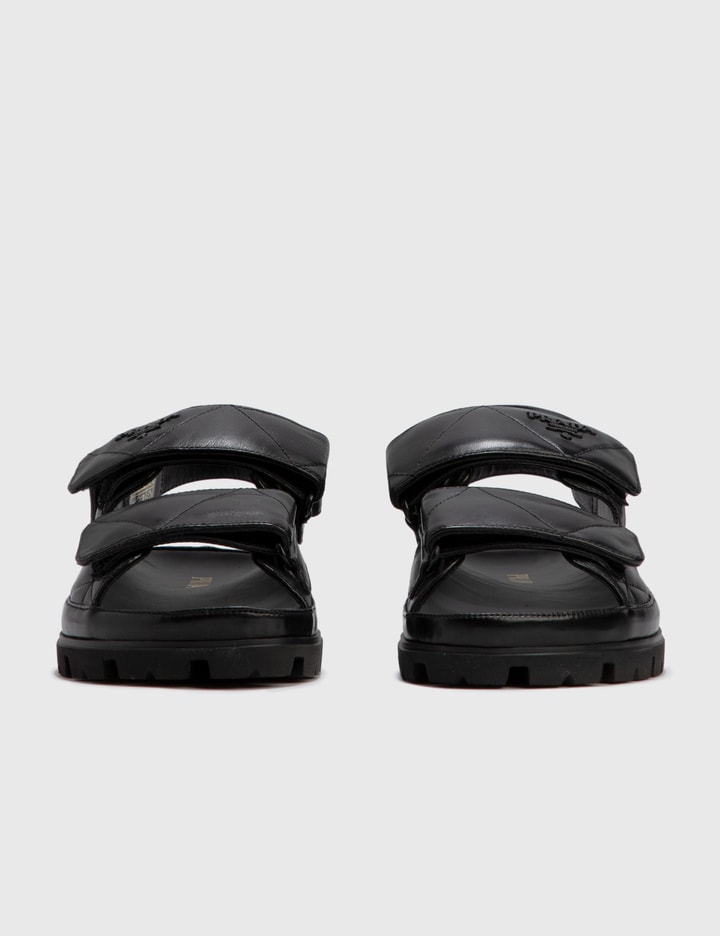 Shop Prada Padded Nappa Leather Sandals In Black