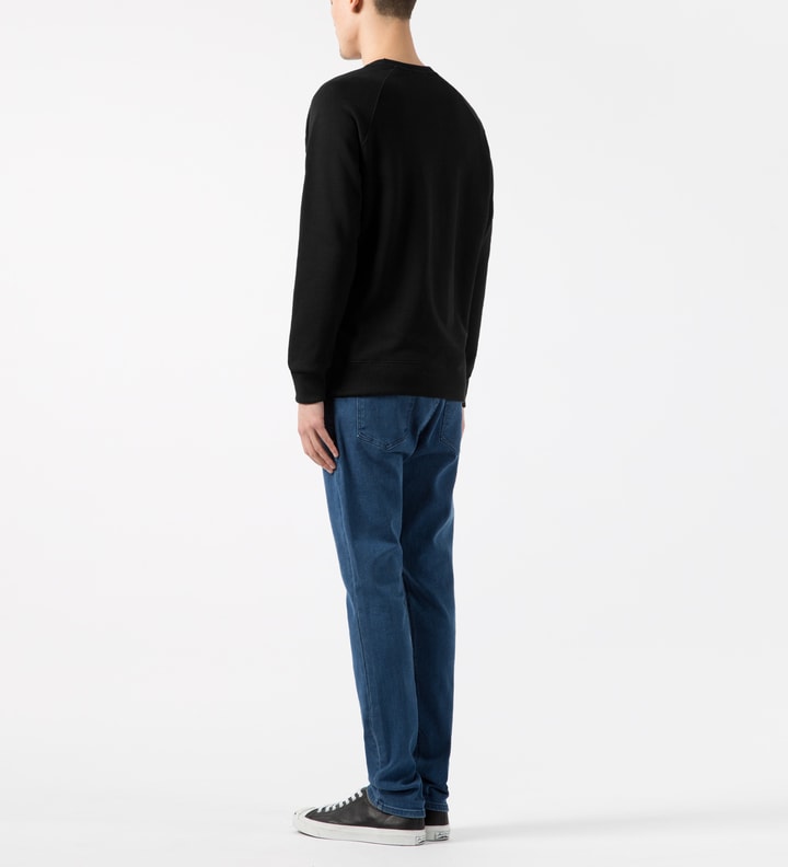 Black R-neck Sweater with Tricolor Fox Patch Placeholder Image