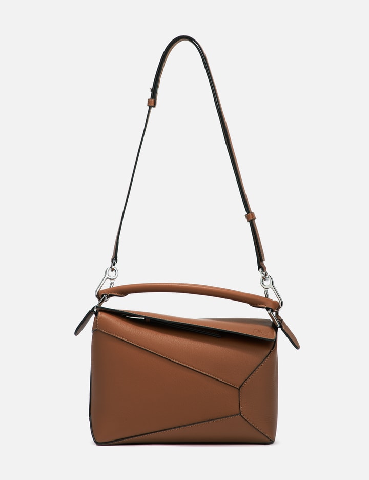 Loewe Puzzle Edge Small Shoulder Bag In Calfskin Leather In Brown
