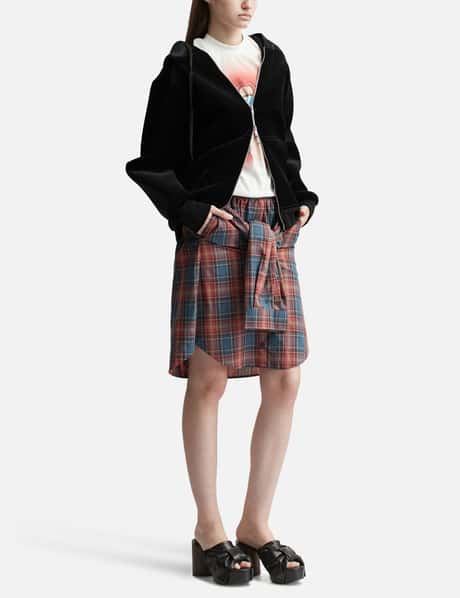 Check Shirt-Wrapped Skirt Pants view 11