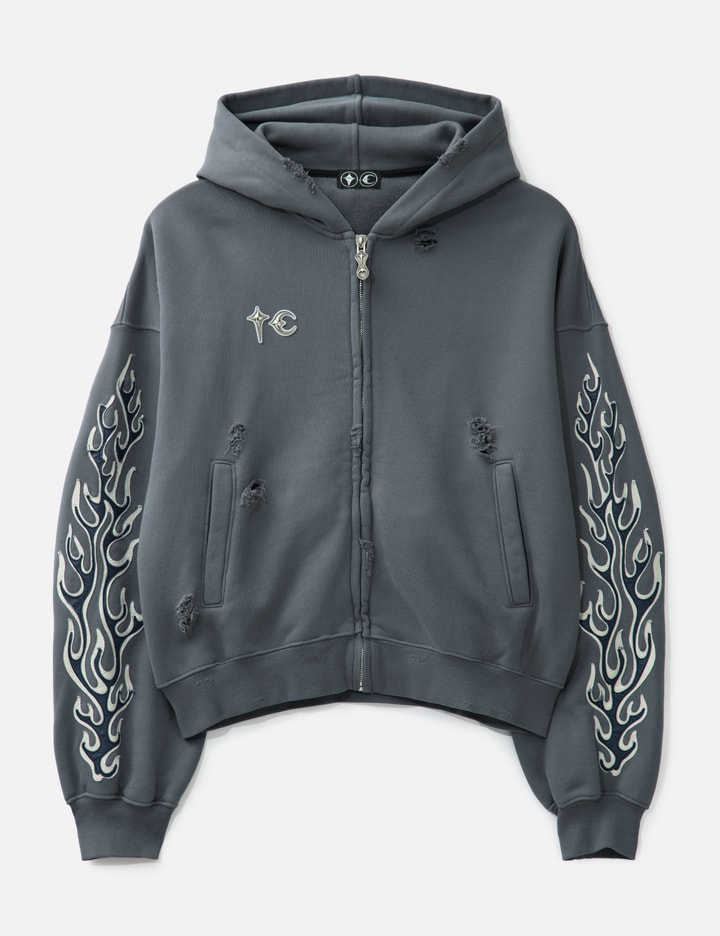 Leather Flame Hooded Zip-up Placeholder Image