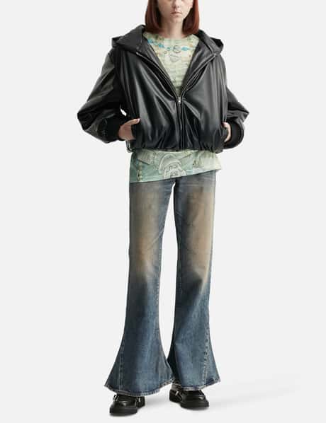Hooded Faux Leather Jacket view 12
