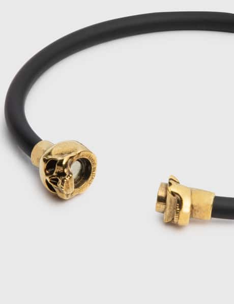 Alexander McQueen Gold Skull Charm Cord Bracelet ALEXANDER MCQUEEN Gold Skull Bracelet Black  main image 2