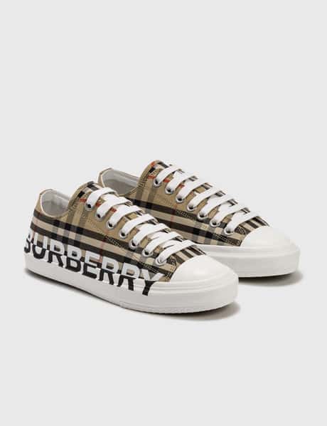 Burberry Logo Print Vintage Check Cotton Sneakers HBX