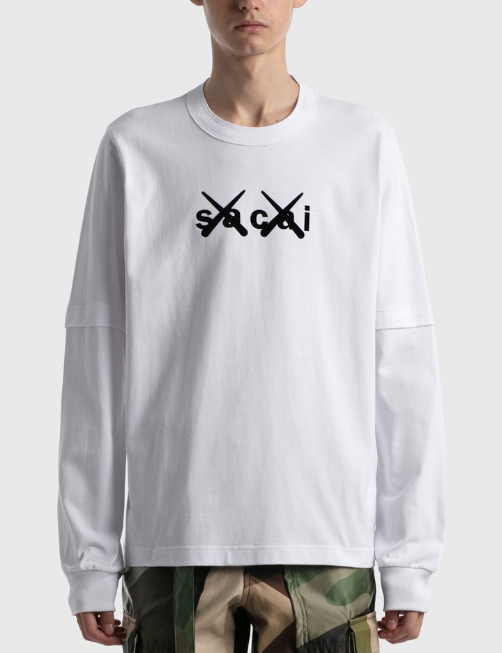 Sacai - KAWS Flock Print Long Sleeve T-Shirt | HBX