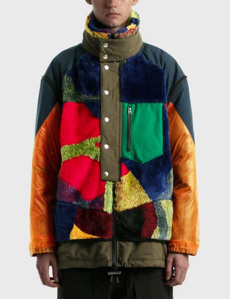 Sacai - KAWS Jacquard Faux Fur Blouson | HBX - Globally Curated 