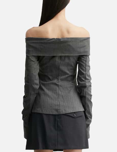 Striped Off Shoulder Shirt view 9