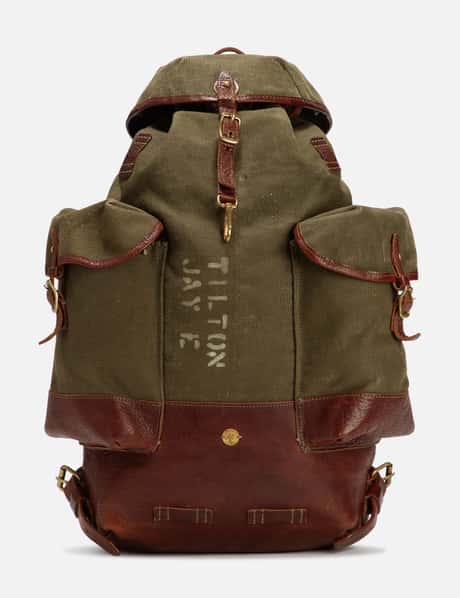 HEYOU HEYOU CANVAS BACKPACK WITH LEATHER OVERLAY