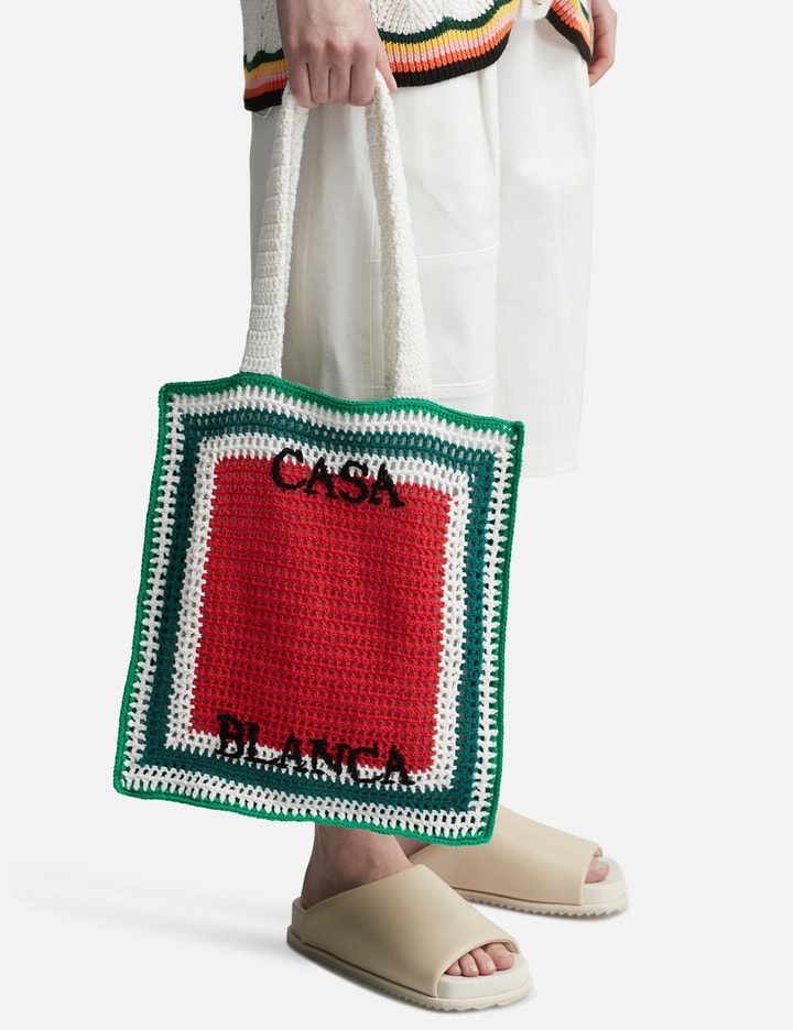 Shop Casablanca Cotton Crochet Bag In Green