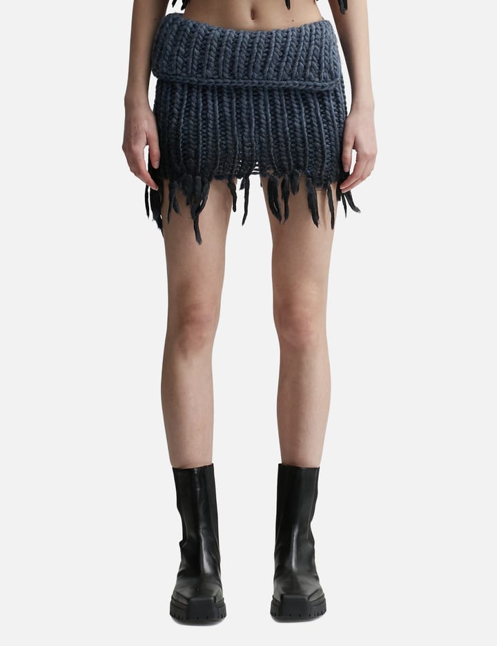 Coated Bulky Knitted Mini Skirt